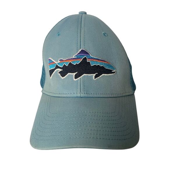 Patagonia blue fitz roy trout trucker cap baseball hat - Picture 1 of 6